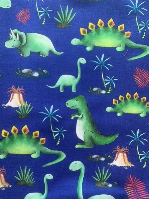Blue Dinosaur Cotton