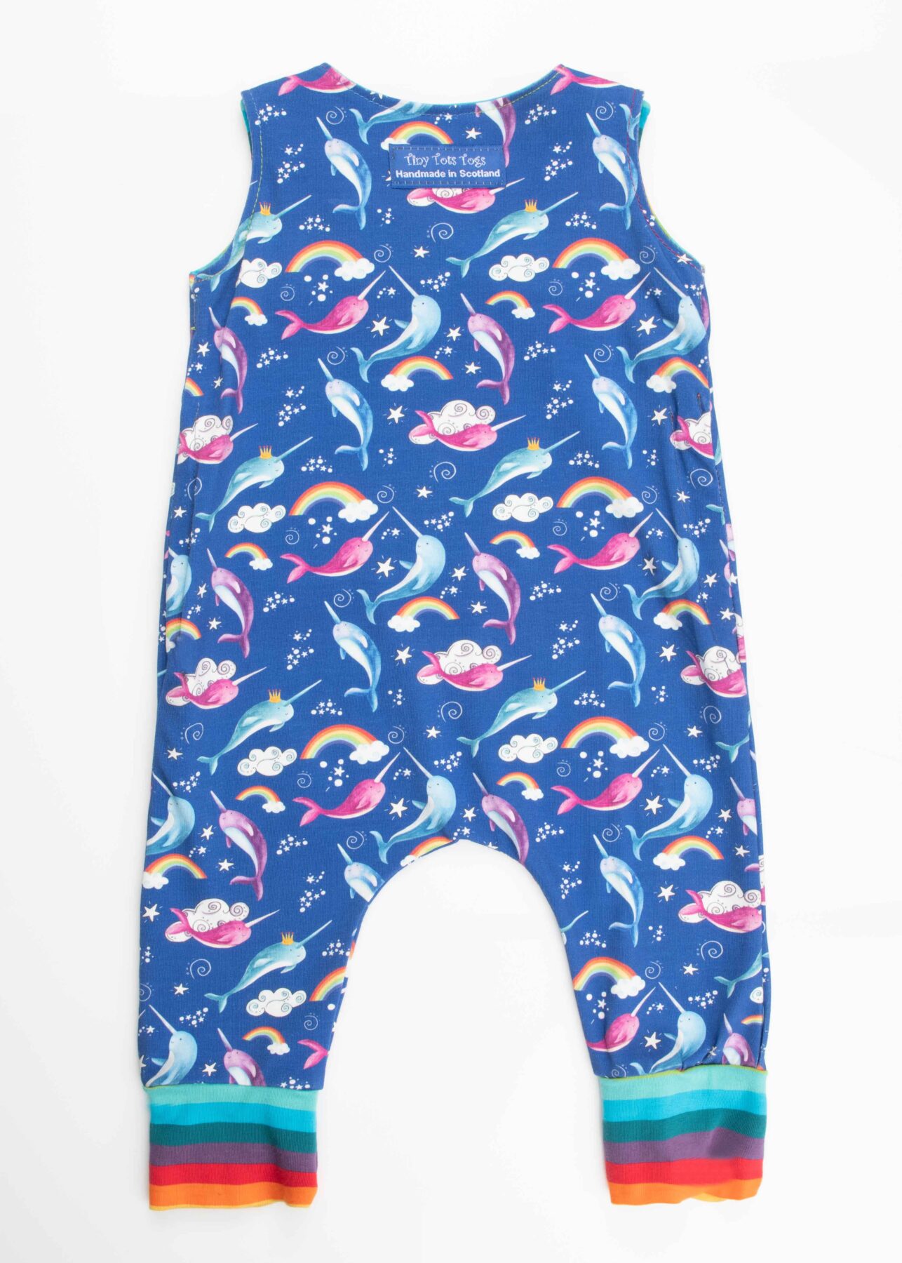 The back of our Narwhal Grow With Me Romper