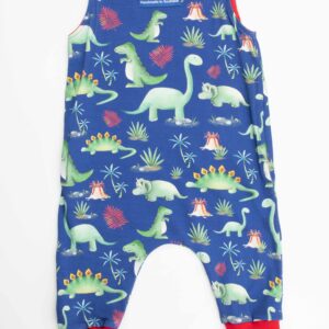 The back of Blue Dinosaur Grow With Me Romper