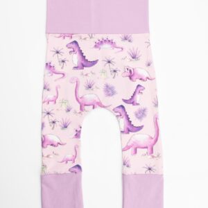 Our Pink Dinosaur Grow With Me Leggings fully extended