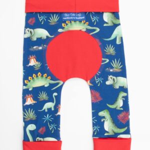 The Back Of Our Blue Dinosaur Grow With Me Leggings