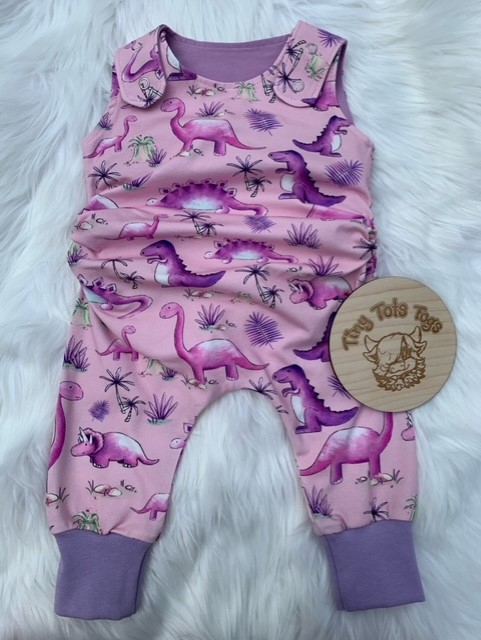 Pink Dinosaur Grow With Me Romper - Image 3