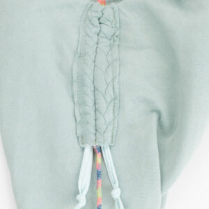 Mint Green Cable Knit Grow With Me Romper with an ungathered pocket