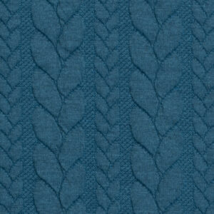 A Close Up Of The Teal Cable Knit Fabric