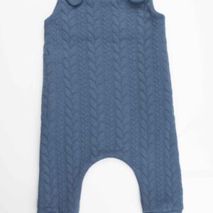 Denim Blue Cable Knit Grow With Me Romper
