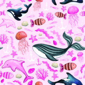 Pink Under The Sea Dribble Bib