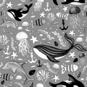 Grey Under The Sea Dribble Bib