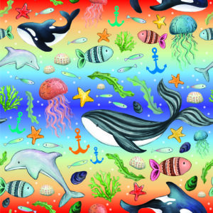 Rainbow Under The Sea Dribble Bib