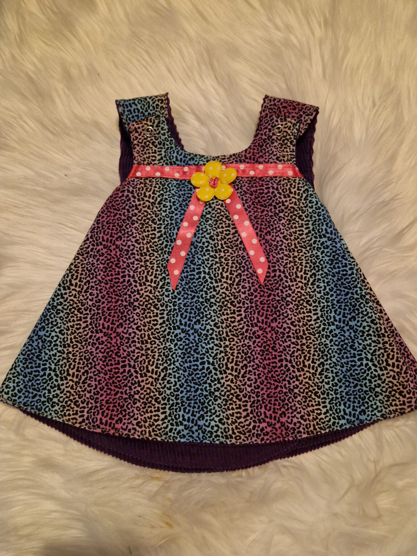 6-12 months Purple Corduroy Reversible Dress - Image 2