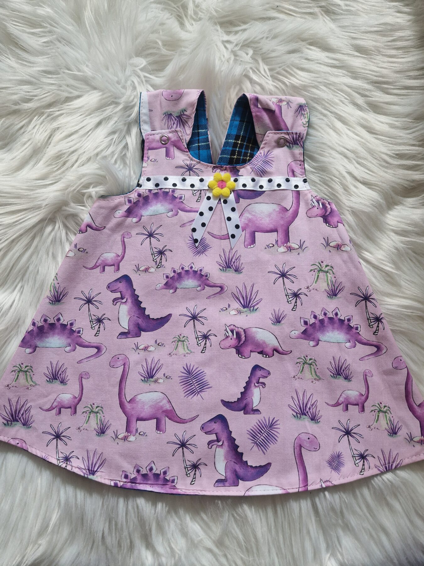 12-18 months Blue Tartan Reversible Dress - Image 2
